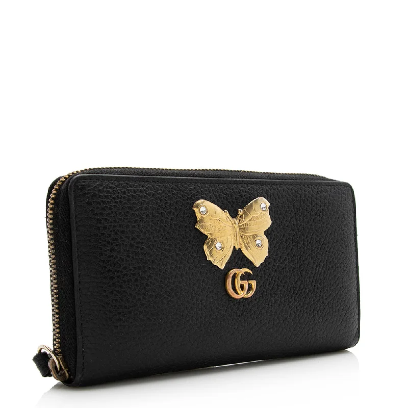 Women Gucci Sylvie bags with a crystal - embellished web stripeGucci Calfskin Butterfly Farfalla Zip Around Wallet (21069)