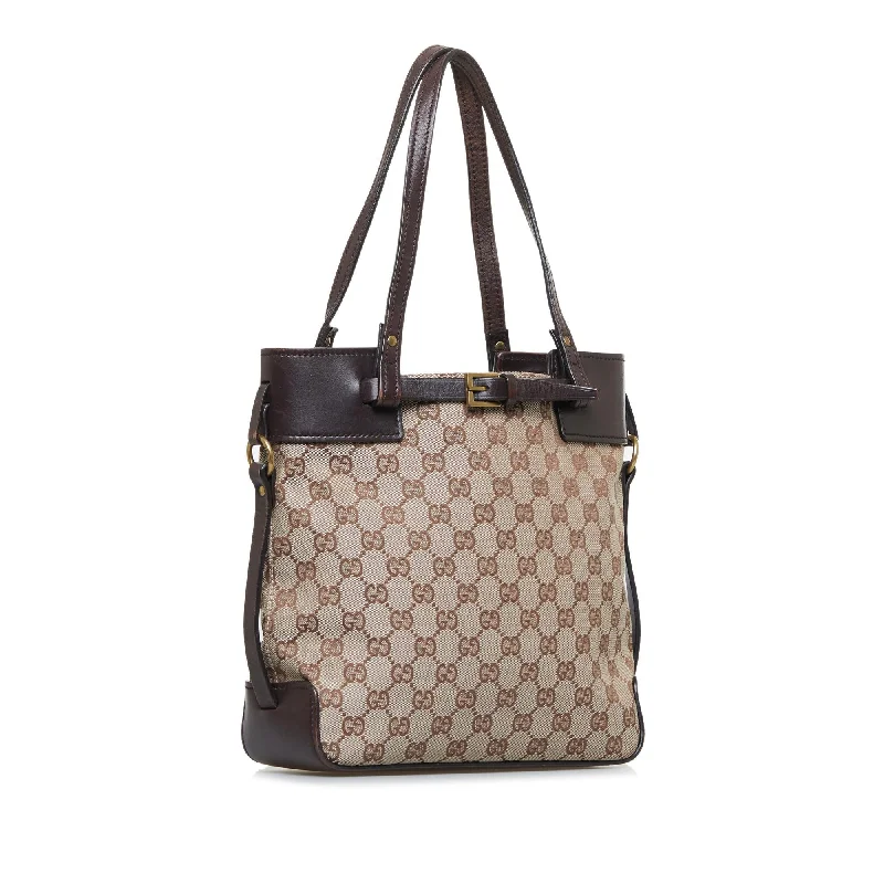 Women Gucci crossbody bags with a woven leather strapGucci Small GG Canvas Belt Tote (SHG-Ri4jER)