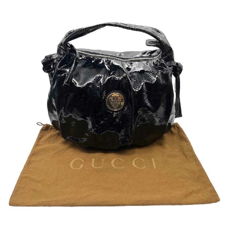 Gucci tote bags for women with a water - resistant coatingGucci Black Patent Hysteria Handbag