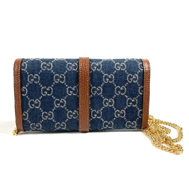 Gucci backpacks for women with a multi - pocket designGUCCI Long Wallet Purse 652681 GG canvas blue GG denim Jackie 1961 Women Used