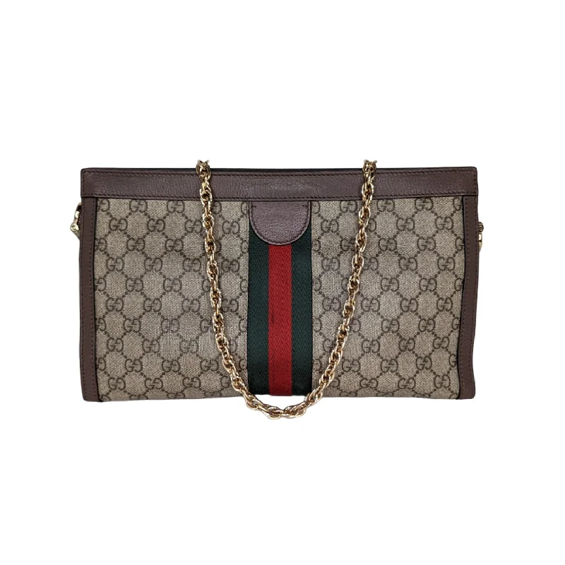 Women Gucci bags with a zippered interior pocketGucci GG Supreme Monogram Web Medium Ophidia Chain Shoulder Bag