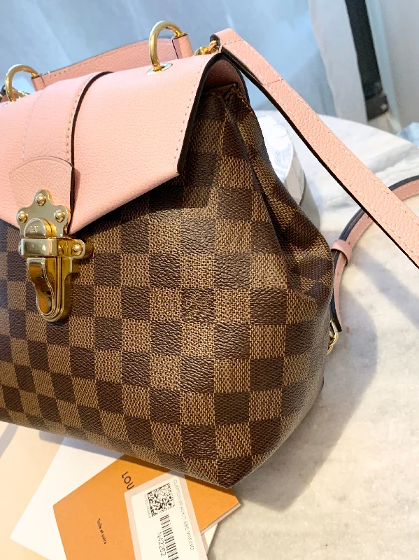 Ladies Louis Vuitton Capucines bags with a detachable shoulder strapLOUIS VUITTON 2018 Damier Ebene Clapton Backpack In Magnolia