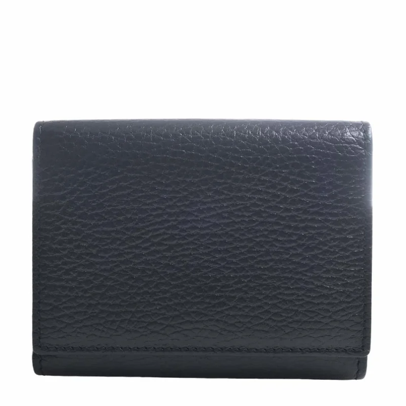 Ladies Gucci handbags with a detachable coin purse insideGUCCI Petit Marmont Leather Trifold Wallet 474746 Black Women's