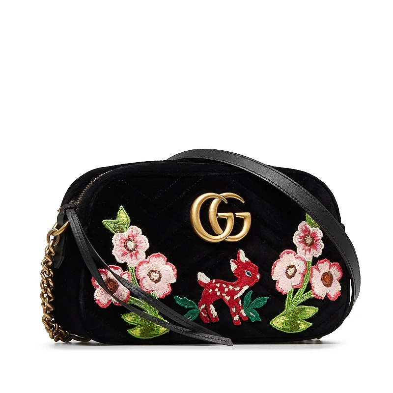 Gucci tote bags for women with a double - handle designGUCCI GG Marmont Velvet Crossbody Crossbody Bag