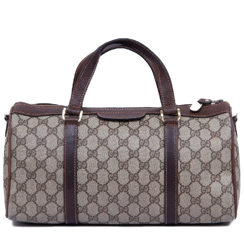 Women Gucci Sylvie bags with a leather - wrapped handleBeige & Brown GG Pattern Two-way Bag