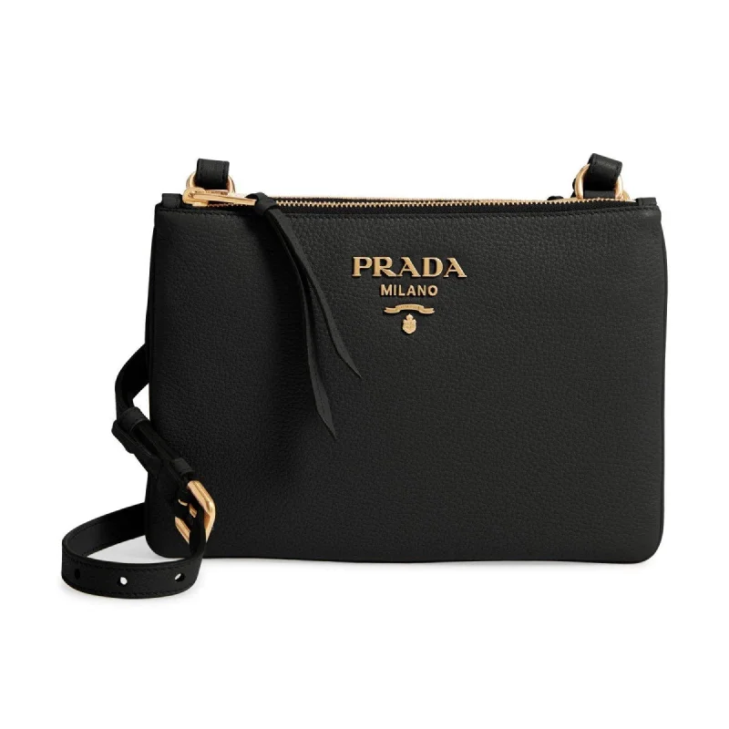 Prada Cahier bags with a detachable shoulder strap for versatile carryingPrada Vitello Phenix Leather Gold Hardware Black Cross Body