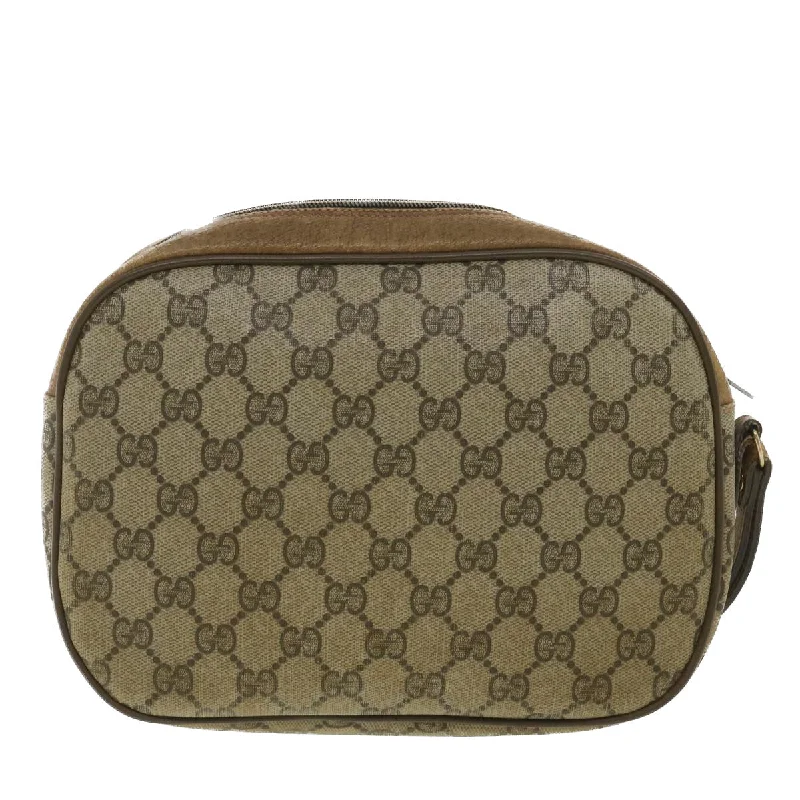 Gucci tote bags for women with a double - handle designGUCCI Web Sherry Line GG Canvas Clutch Bag PVC Leather Beige Green 89  36428