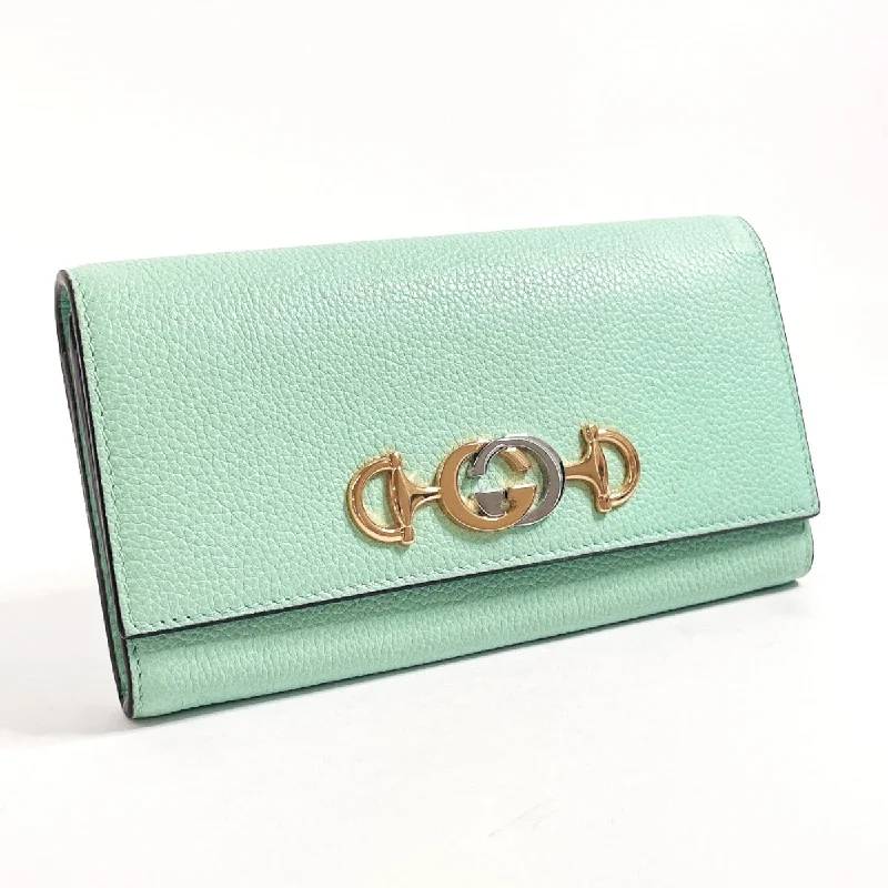 Women Gucci bags with a zip - around closure for securityGUCCI Long Wallet Purse 573612 leather green Zumi Women Used