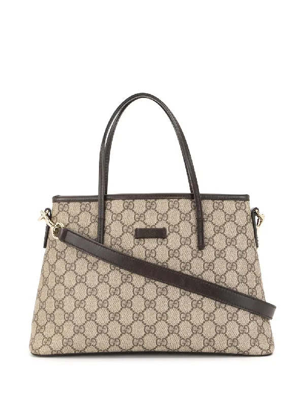 Women Gucci bags with a chain - link trim and a leather bodyGUCCI GG Supreme Two-Way Canvas Bag