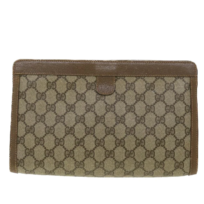 Women Gucci bags with a zip - around closure for securityGUCCI GG Canvas Web Sherry Line Clutch Bag Beige Red Green 89 01 033  th3487