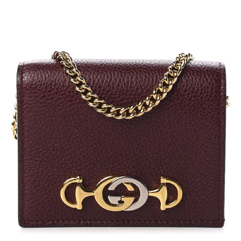 Women Gucci Sylvie bags with a monogram - embossed leatherGUCCI Calfskin Zumi Chain Wallet