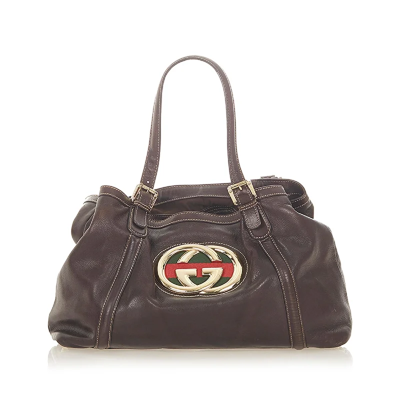 Gucci Marmont bags for women with quilted leather exteriorsGucci Dialux Britt Leather Tote Bag (SHG-19227)