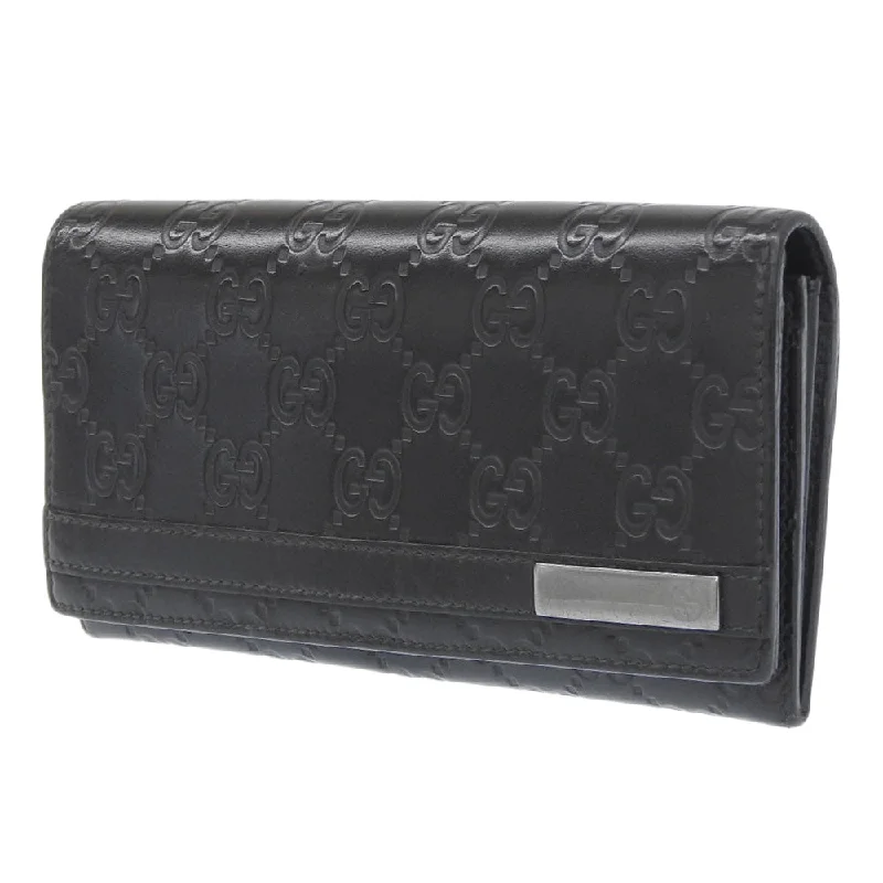 Women Gucci bags with a detachable mirror insideGUCCI Long Wallet Purse 233112 leather black GG Shima Women Secondhand