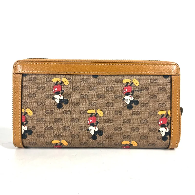 Women Gucci bags with a chain - link trim and a leather bodyGUCCI Long Wallet Purse 602532 GG Supreme Canvas Beige x brown Mini GG Supreme DISNEY Disney collaboration Mickey Mouse Women Used