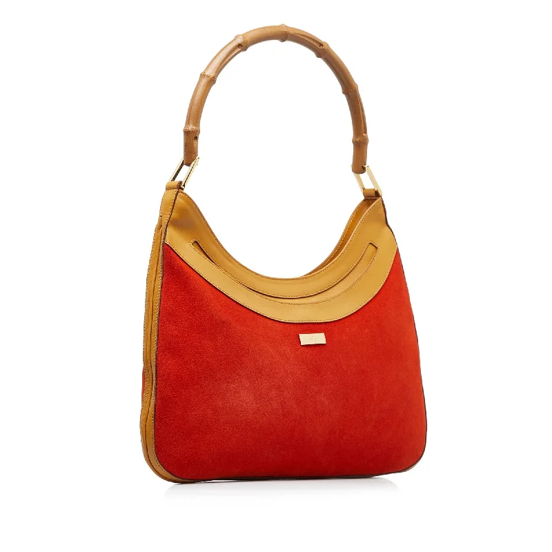 Gucci backpacks for women with a sleek silhouetteGUCCI Bamboo Suede Shoulder Bag