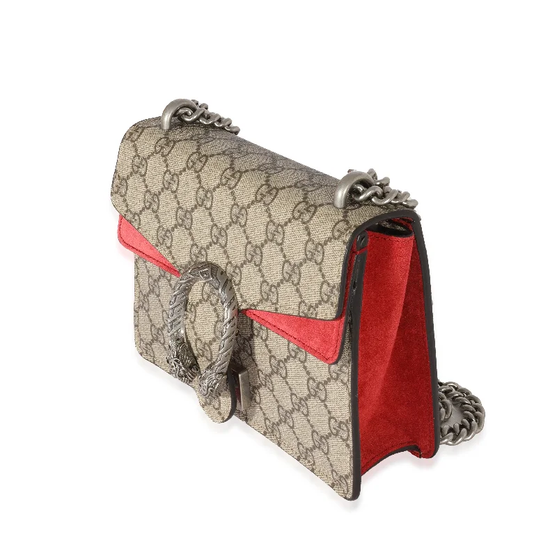 Gucci backpacks for women with a multi - pocket designGucci Red Suede GG Supreme Mini Dionysus