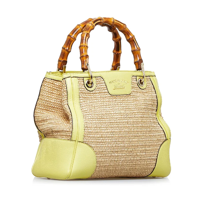 Medium - sized Women Gucci handbags for everyday useGucci Bamboo Shopper Raffia Satchel (PexXRK)