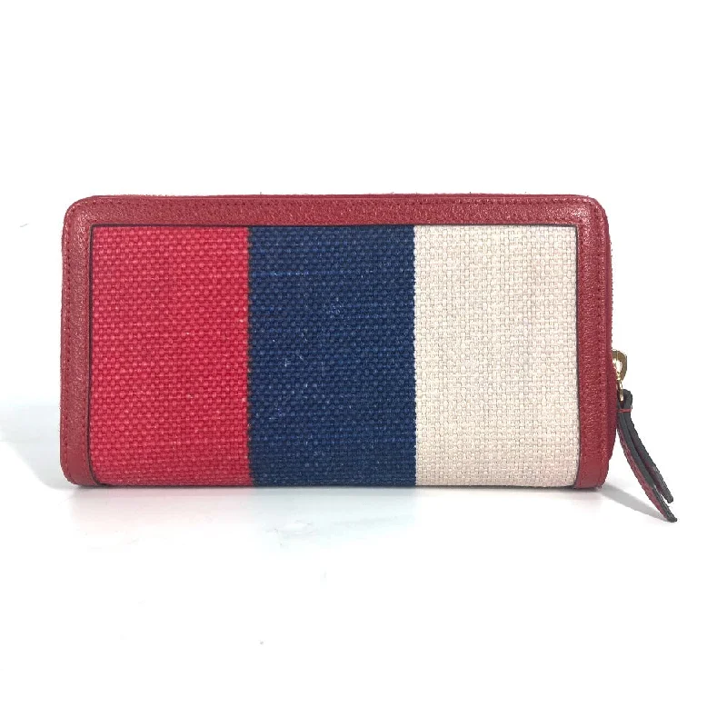 Ladies Gucci shoulder bags with a magnetic - closure flapGUCCI Long Wallet Purse 524790 Canvas leather Red Long wallet logo stripe Women Used