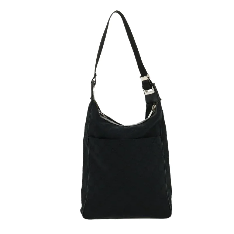 Gucci tote bags for women with a double - handle designGUCCI GG Canvas Shoulder Bag Black  ki2082