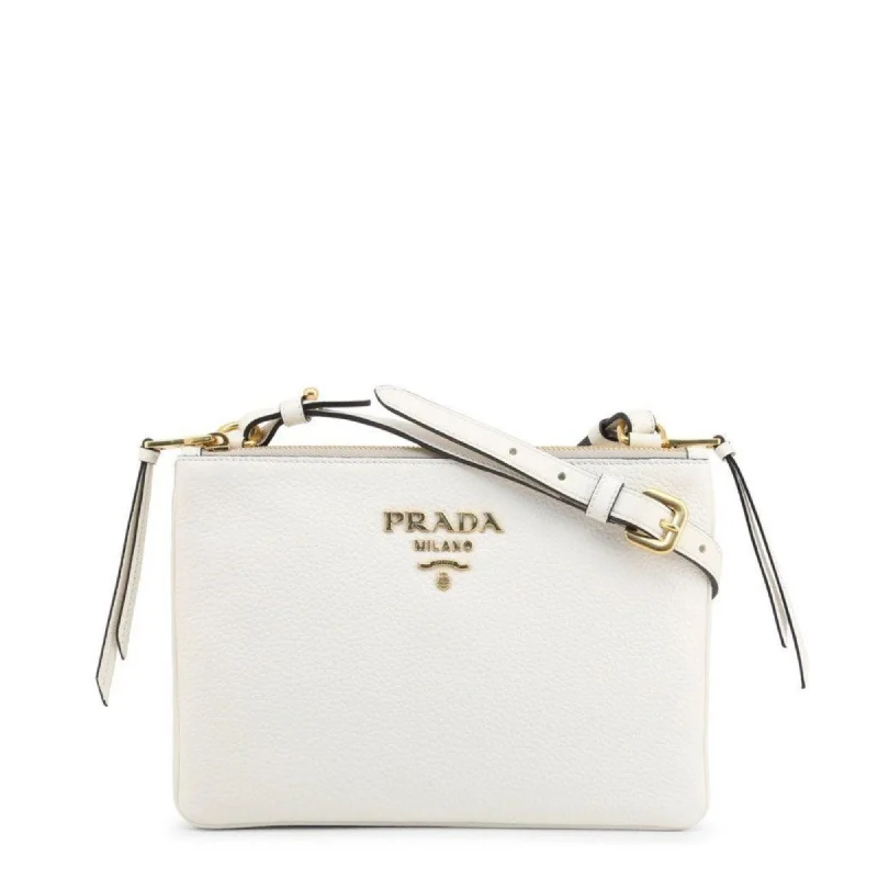 Ladies Prada Galleria bags with a textured leather surface for a more tactile lookPrada White Leather Vitello Phenix Crossbody Bag