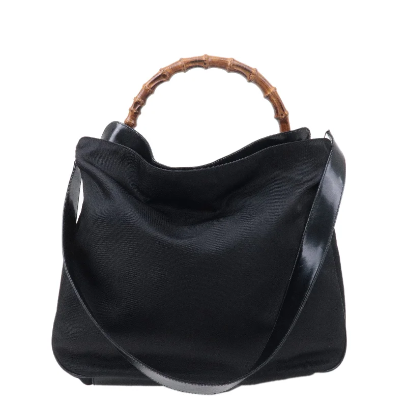 Ladies Gucci Dionysus bags with a star - shaped charmGUCCI Bamboo Nylon Patent Leather 2Way Shoulder Bag Black 001.1998