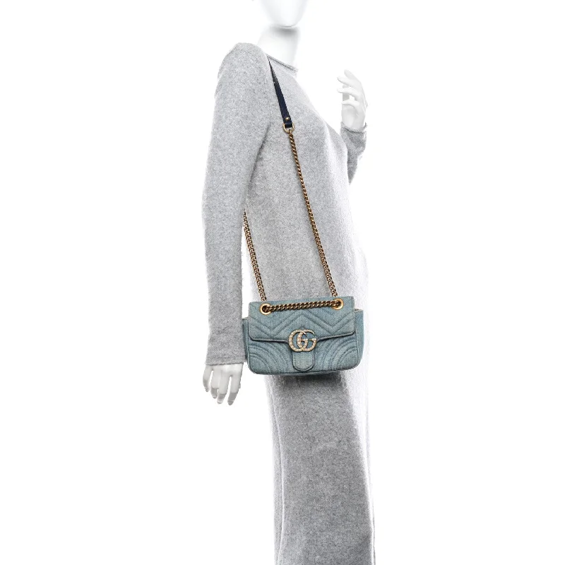 Gucci backpacks for women with a sleek silhouetteGucci Denim Matelasse Mini Pearly Gg