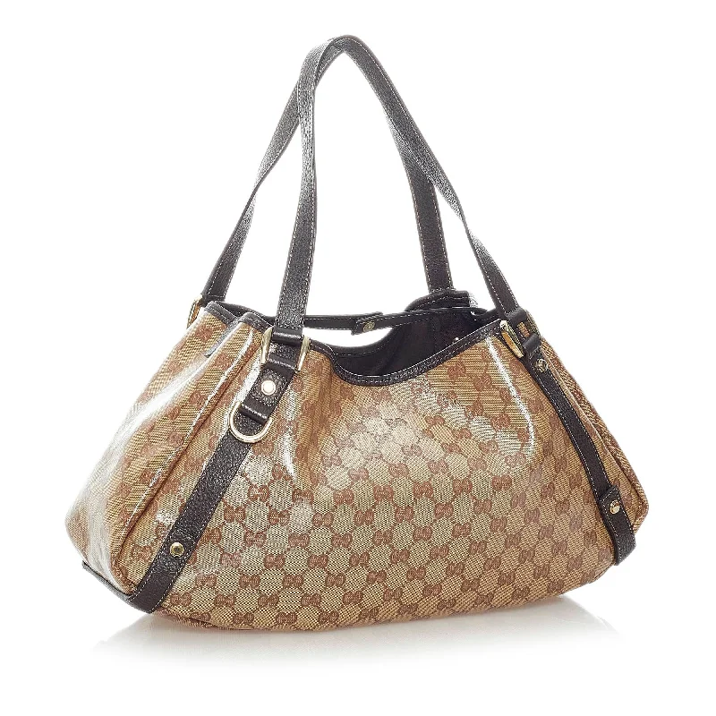 Women Gucci bags with a zip - around closure for securityGucci GG Crystal Pelham Tote Bag (SHG-vFtcgC)