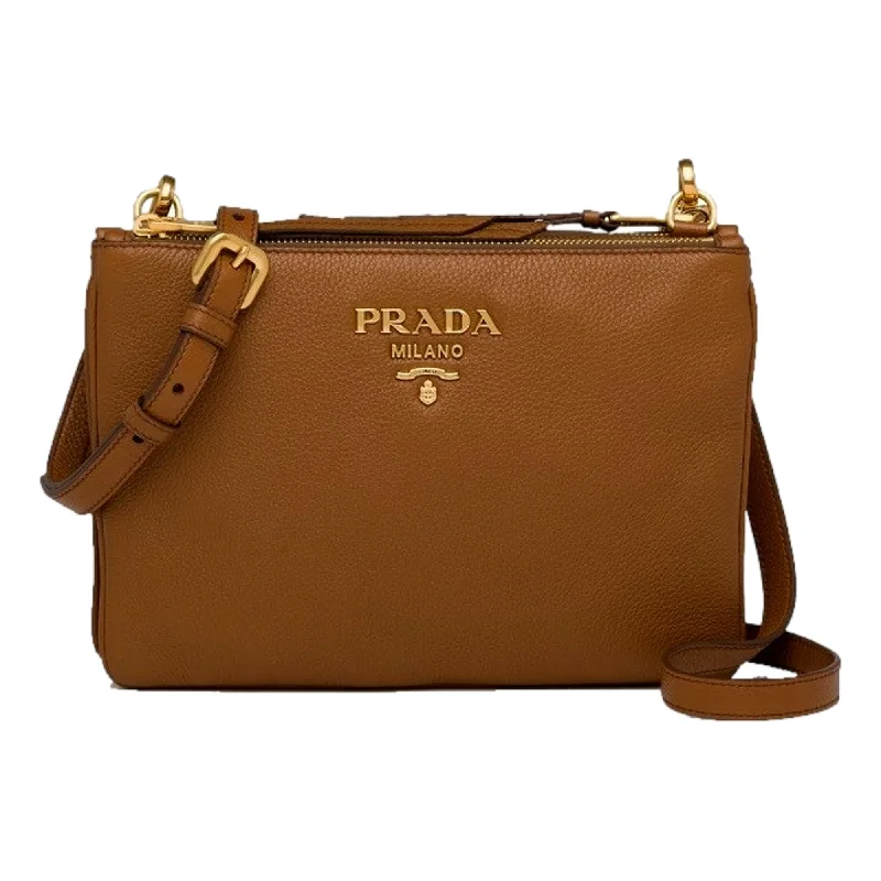 Prada tote bags with a spacious interior and a magnetic - snap closurePrada Vitello Phenix Cannella Brown Leather Crossbody Bag