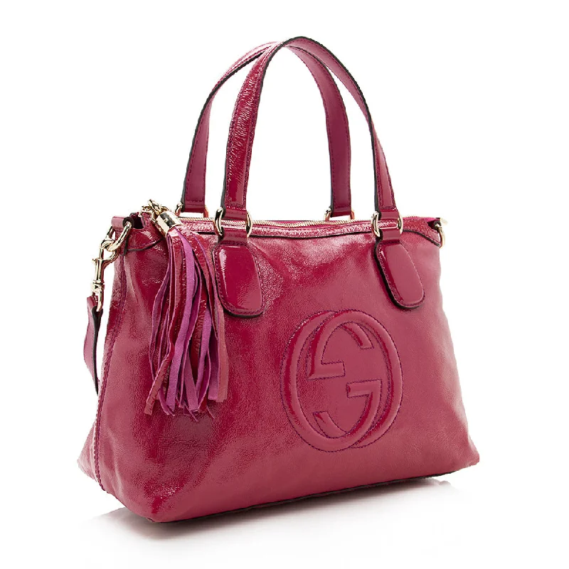 Gucci handbags for women with a beaded trimGucci Patent Leather Soho Working Tote (SHF-17644)