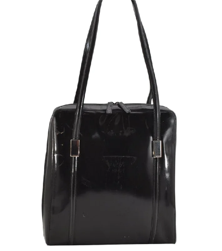 Gucci backpacks for women with a multi - pocket designAuthentic GUCCI Vintage Shoulder Tote Bag Leather Black Junk 1314K