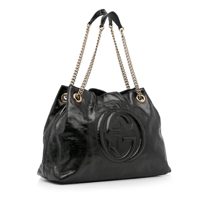 Small - sized Women Gucci shoulder bags for evening outingsGucci Medium Patent Soho Chain Tote (SHG-skULqA)