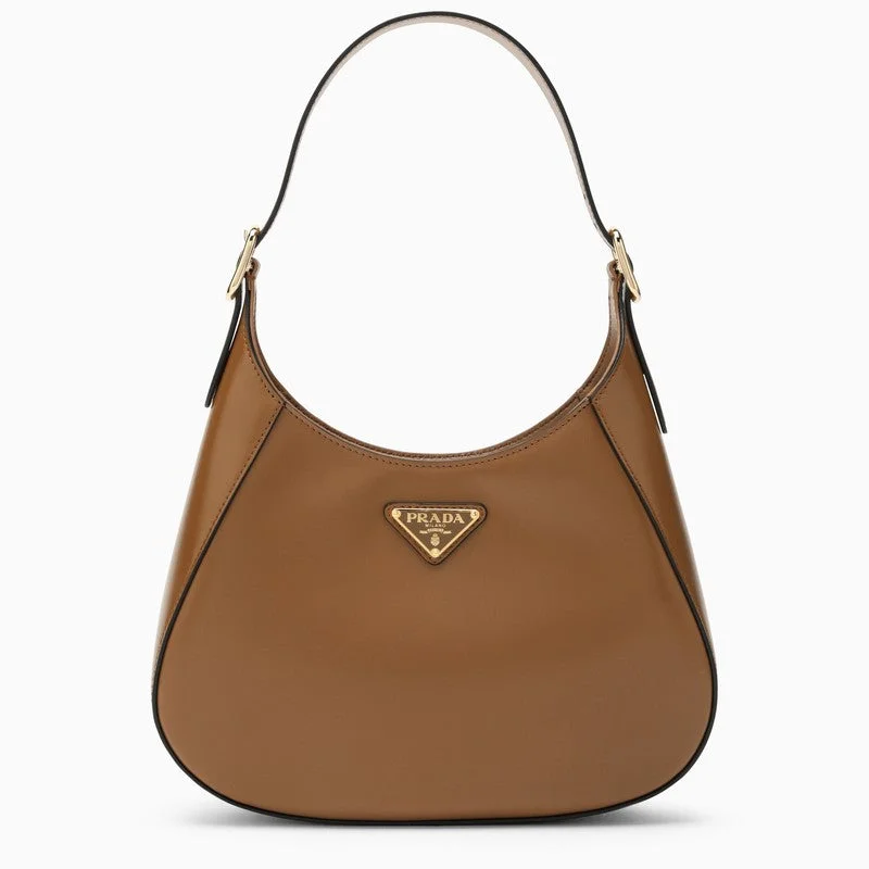 Prada Galleria bags with a structured silhouette for a professional lookPrada Cleo Brown Leather Shoulder Bag Women