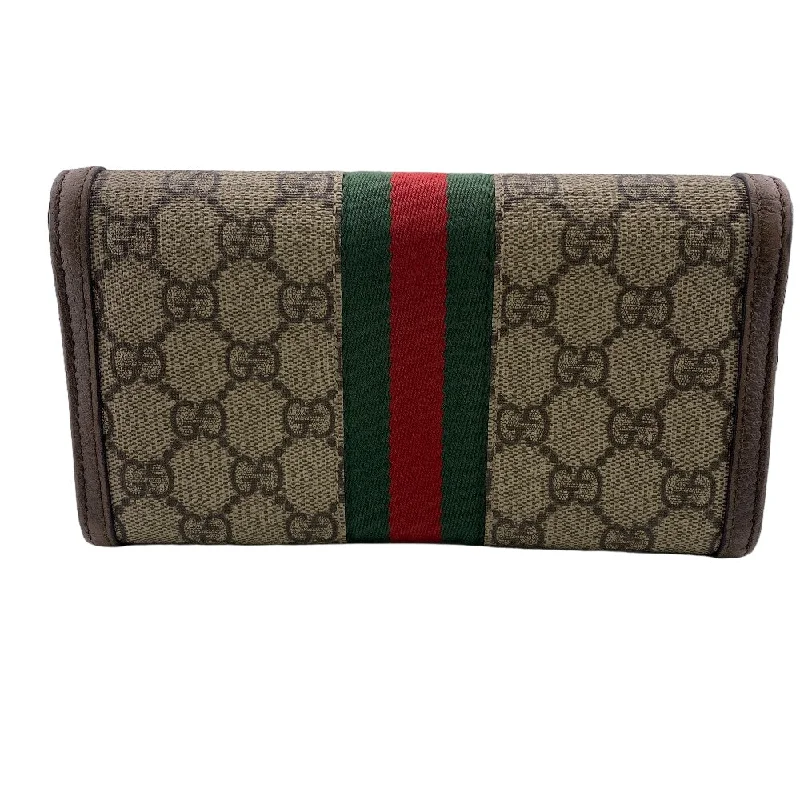 Women Gucci Sylvie bags with a leather - wrapped handleGUCCI Long Wallet Purse 523153 canvas Brown GG Supreme Ofidia Women Used