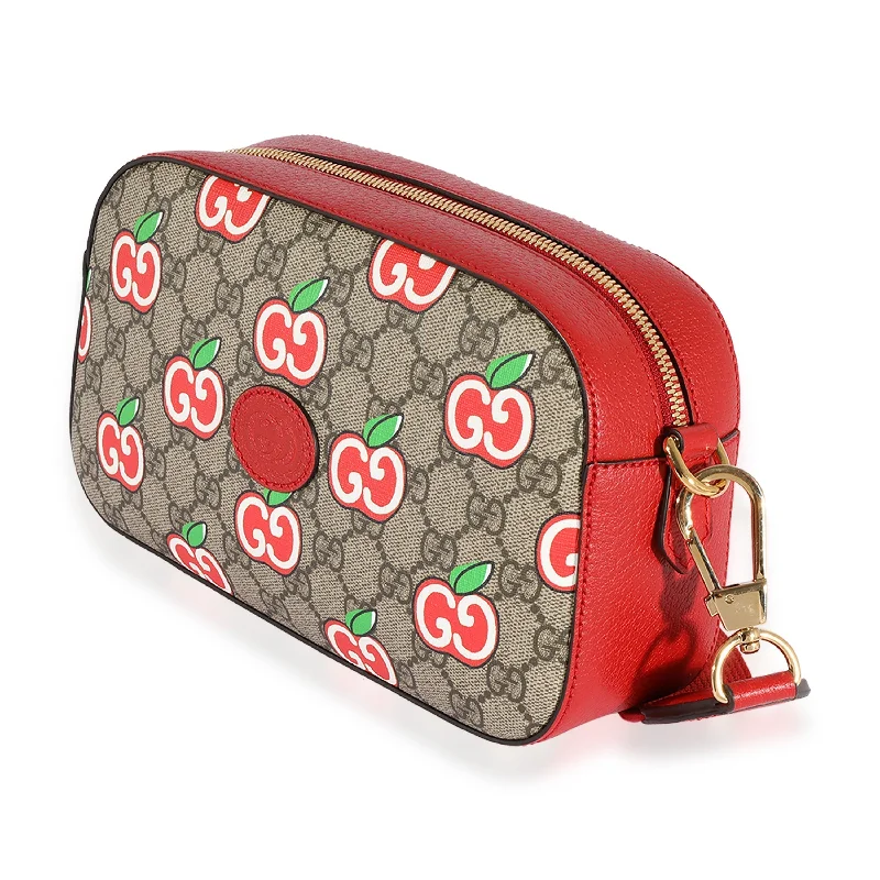 Gucci crossbody bags for women with adjustable leather strapsGucci GG Supreme & Red Leather Apple Shoulder Bag