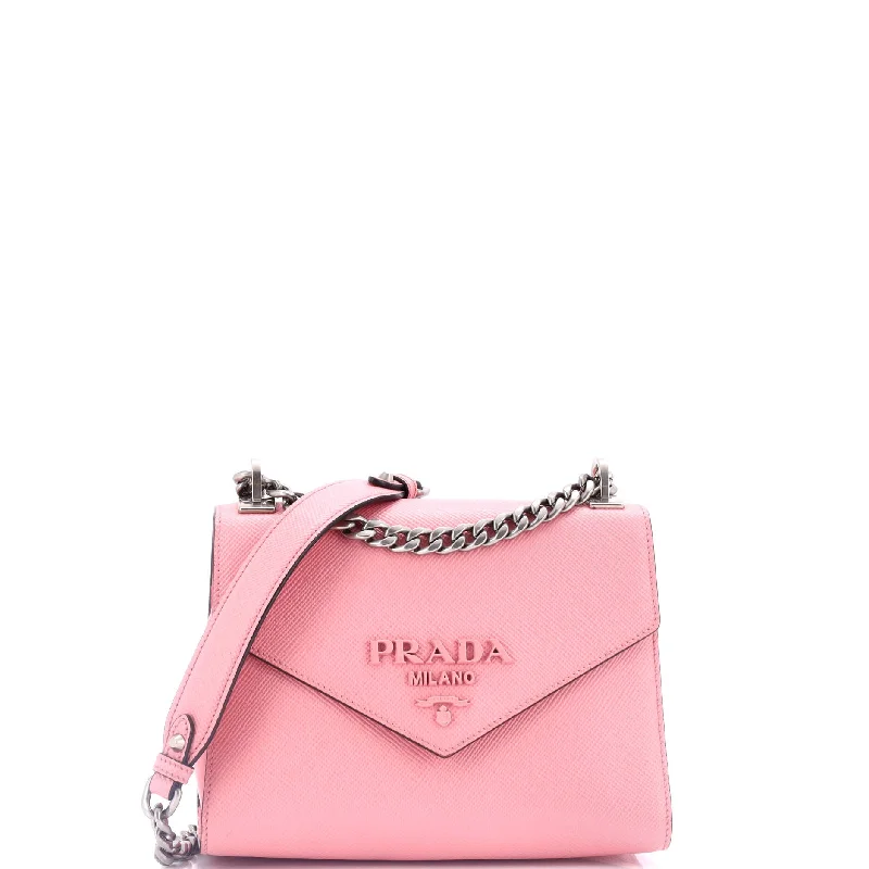 Prada crossbody bags with a printed floral pattern for a feminine touchMonochrome Shoulder Bag Saffiano Leather Small