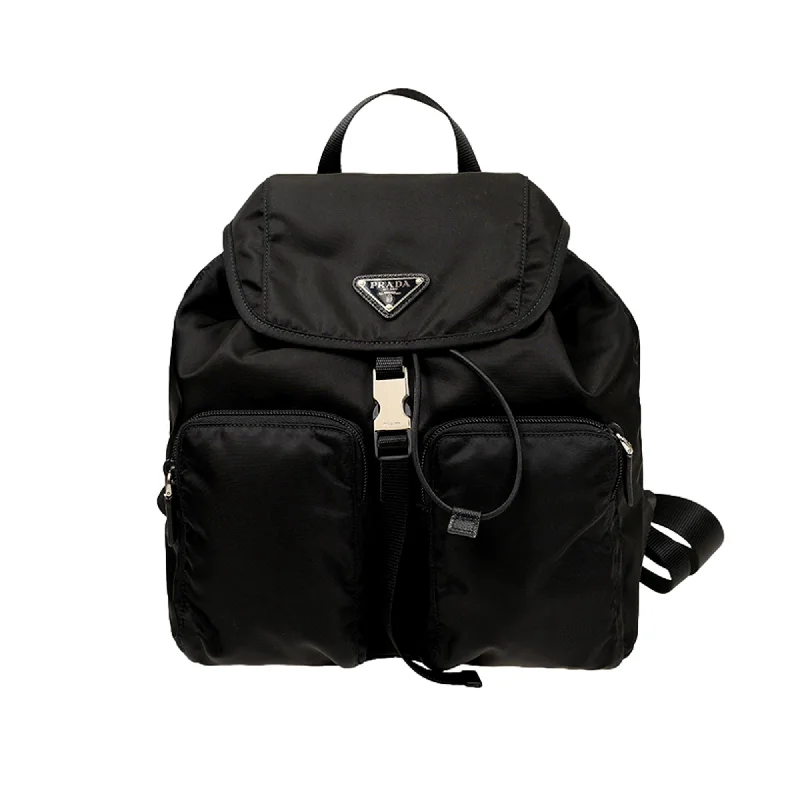 Prada Galleria bags with a structured silhouette for a professional lookPrada Re-Nylon Black Drawstring Medium Rucksack Backpack