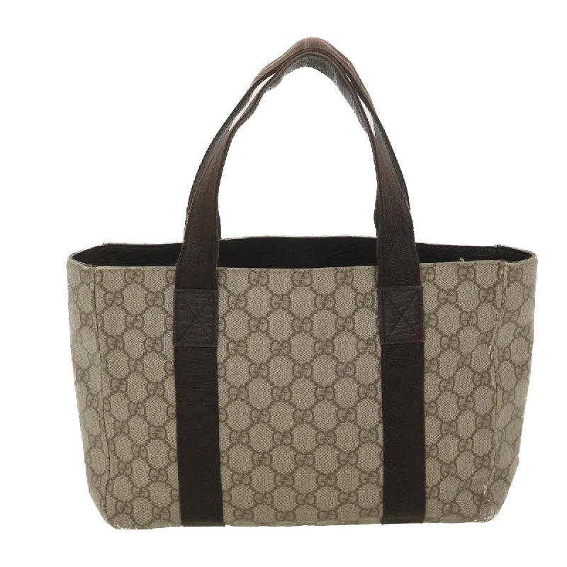 Women Gucci bags with interlocking G hardware for a classic lookGUCCI GG Canvas Hand Bag PVC Leather Beige 141976  38817