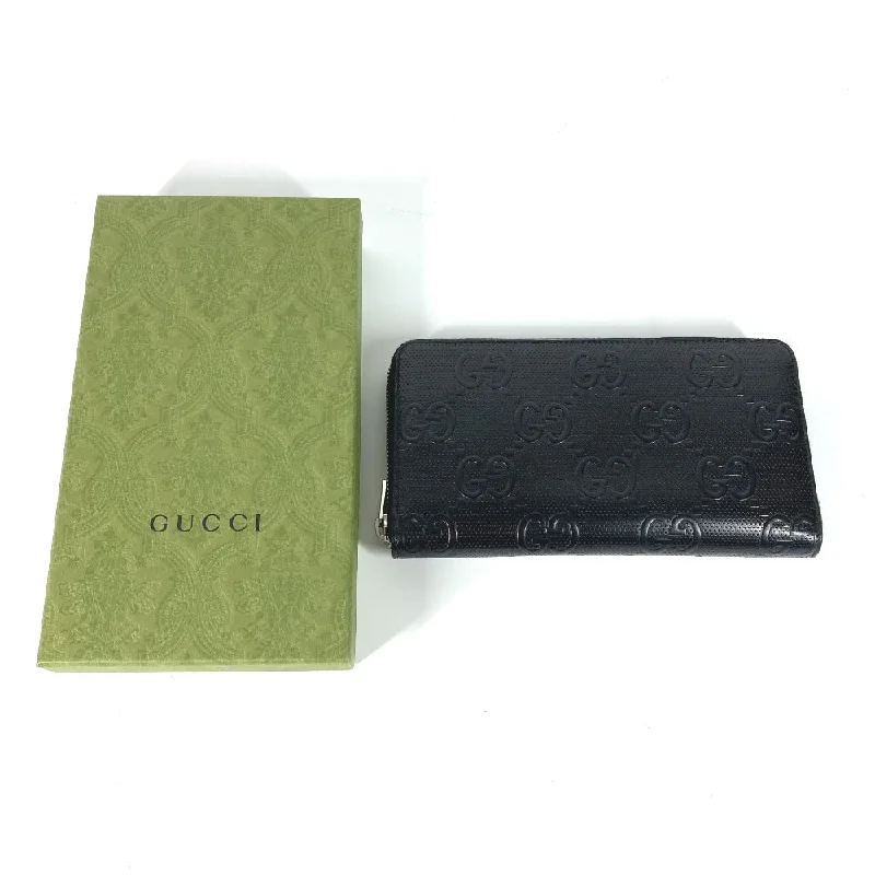 Ladies Gucci Dionysus bags with a chain - link shoulder strapGUCCI Long Wallet Purse 625563 leather black GG embossed long wallet Travel case mens Secondhand