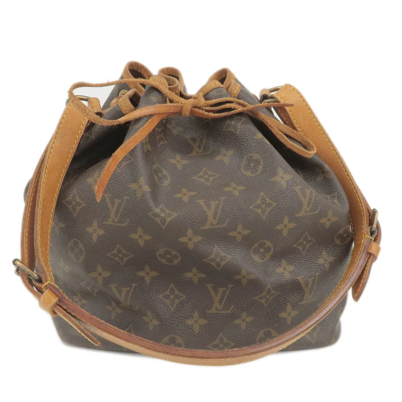 Louis Vuitton tote bags with a printed LV logo on the front for brand visibilityLouis Vuitton Monogram Petit Noe Shoulder Bag M42226