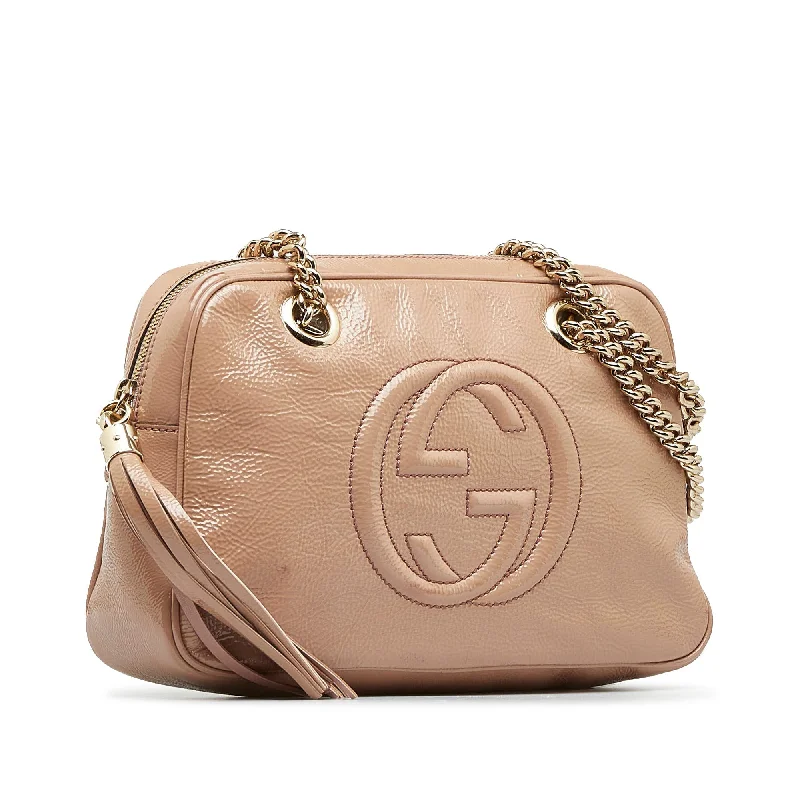 Gucci backpacks for women with a sleek silhouetteGUCCI Soho Chain Patent Leather Shoulder Bag