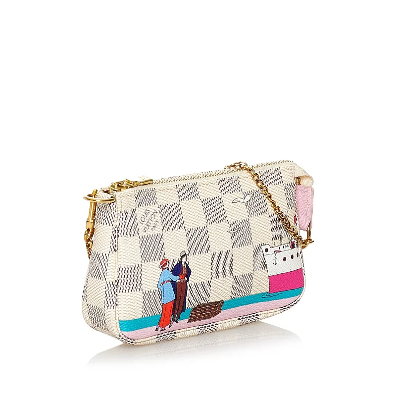 Louis Vuitton bags with a front - flap pocket for quick - access itemsLouis Vuitton Damier Azur Pochette Accessories Illustre Transatlantic (37819)