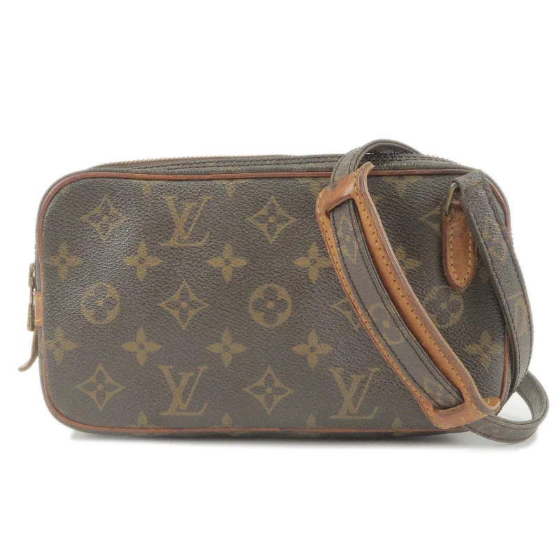 Ladies Louis Vuitton shoulder bags with a wide - width strap for comfortLouis Vuitton Monogram Pochette Marly Bandouliere M51828