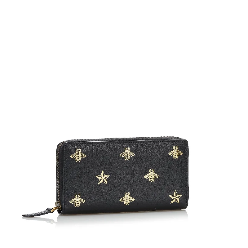 Women Gucci backpacks with a luxurious leather finishGucci Bee Star Continental Zip Wallet (36984)