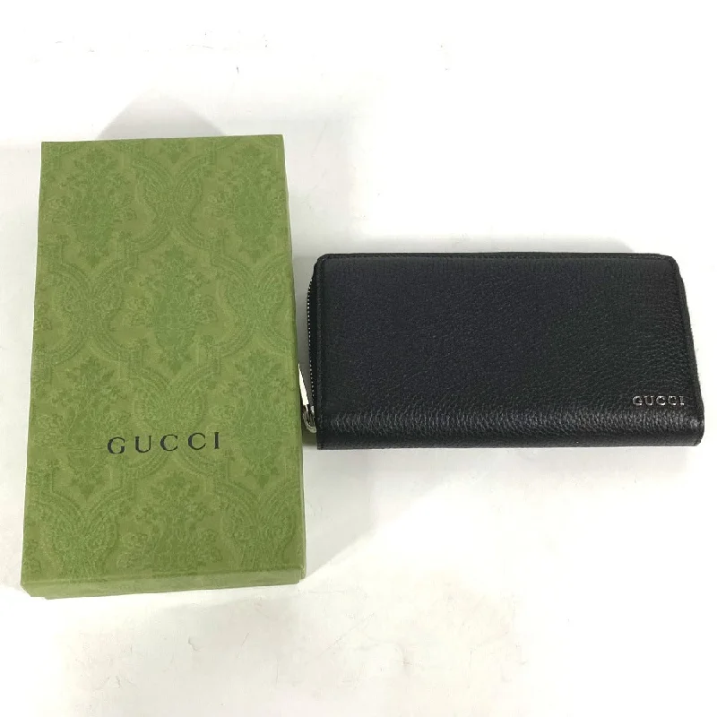 Ladies Gucci shoulder bags with a wide - width strapGUCCI Long Wallet Purse 771154 leather black Long wallet logo zip around wallet mens Used