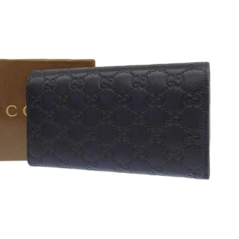 Ladies Gucci shoulder bags with a single - handle designGUCCIsima Leather Bifold Long Wallet 410100 Black Women's