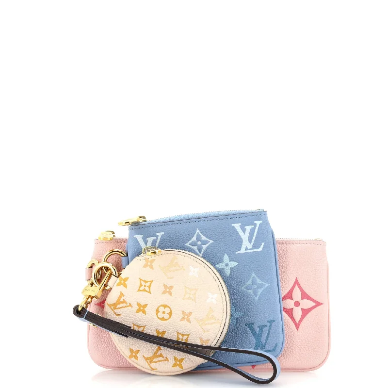 Prada bags with a detachable mobile phone holder for on - the - go convenienceTrio Pouch Set By The Pool Monogram Empreinte Giant