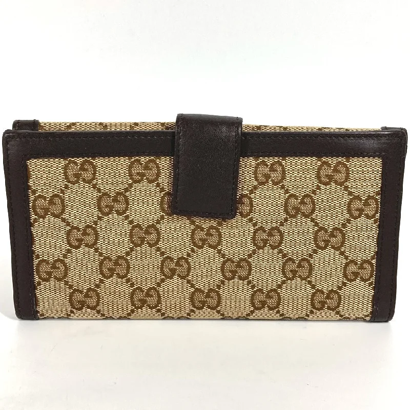 Gucci handbags for women with a metal - framed claspGUCCI Long Wallet Purse 282426  GG canvas / leather beige GG long wallet Interlocking G Women Used