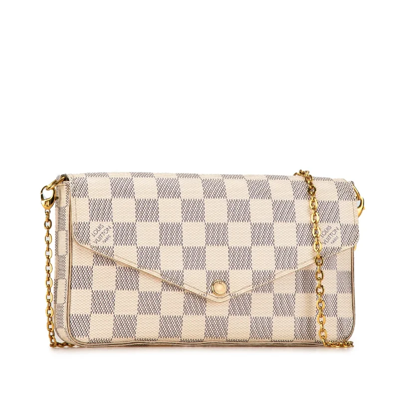 Louis Vuitton handbags with a beaded trim for a touch of glamourLouis Vuitton Damier Azur Pochette Felicie (CbasaV)