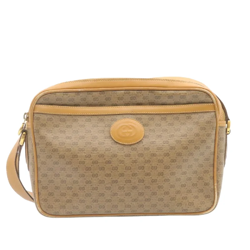 Ladies Gucci shoulder bags with a wide - width strapGUCCI Micro GG Canvas Cross body Shoulder Bag PVC Leather Beige  am1195g