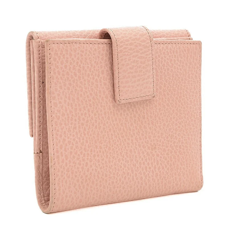 Ladies Gucci shoulder bags with a wide - width strapGUCCI GG Marmont Compact Wallet Leather Pink 456122